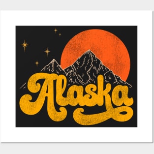 Vintage State of Alaska Mid Century Distressed Aesthetic Posters and Art